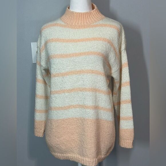 Vintage Diane Von Furstenberg DVF striped knit mock neck sweater size S - Picture 1 of 8